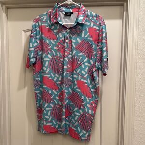 Tropical Leaf Print Men's Shirt